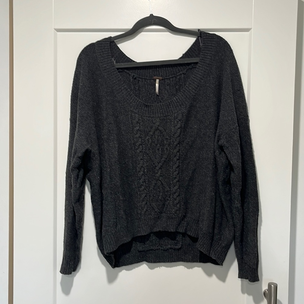 Free people grey sweater.  Could be worn off one shoulder.